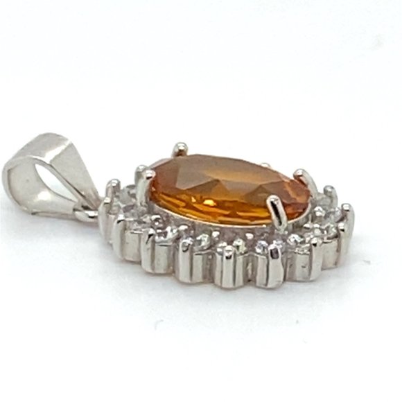 Orange Tourmaline 1.90ct White Gold Finish Solid 925 Sterling Silver Pendant - Picture 5 of 6